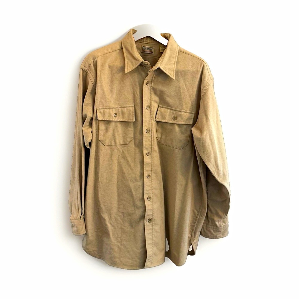 Vintage L.L.Bean Size 18 T Chamois Cloth Cotton Button Up Shirt Men Tall USA